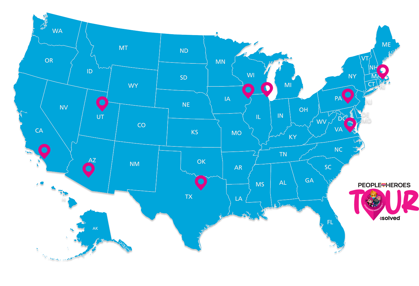 united states tour location map